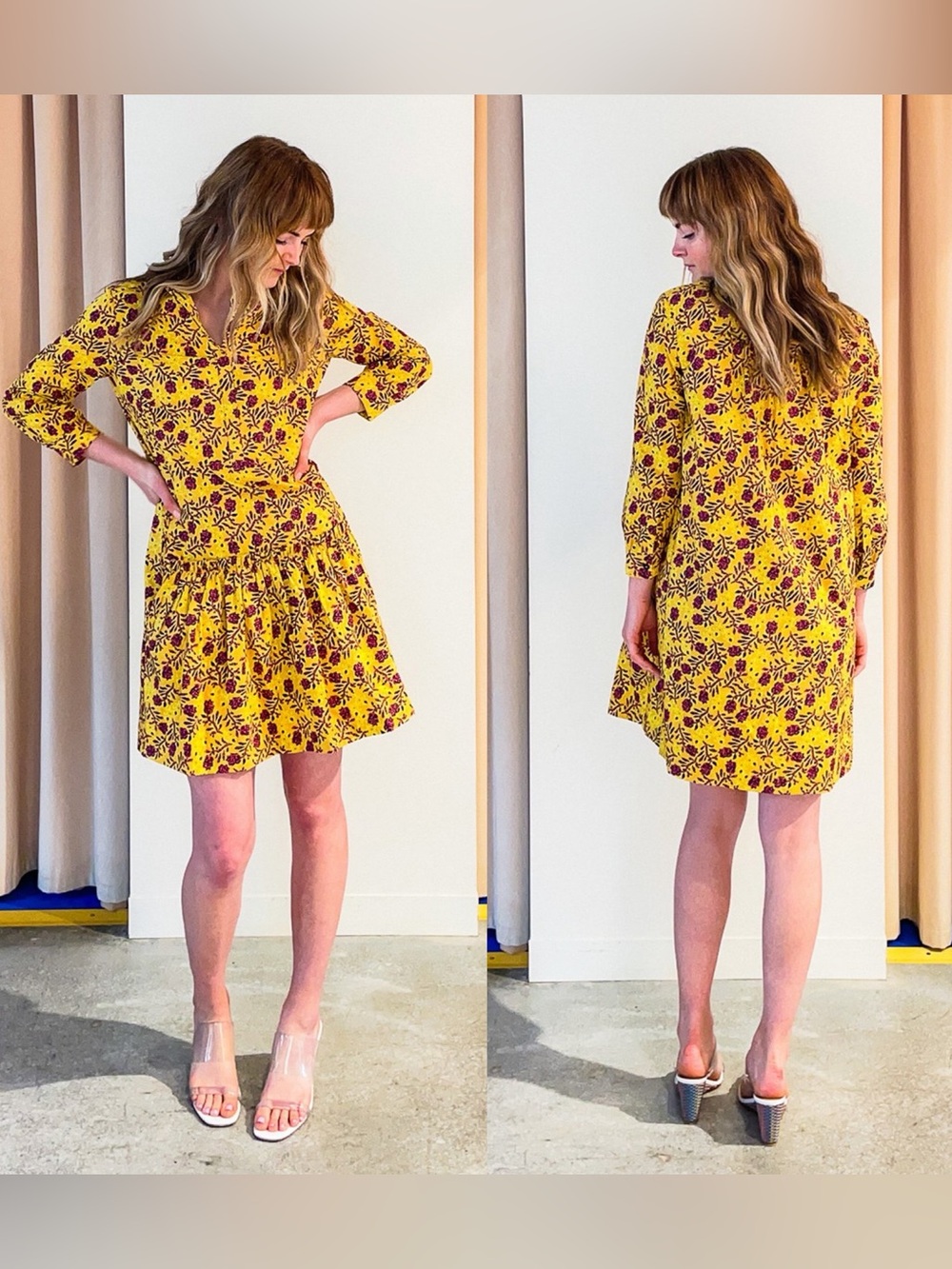 SALONI Tilly Shirt Dress in Marigold Sun Clover